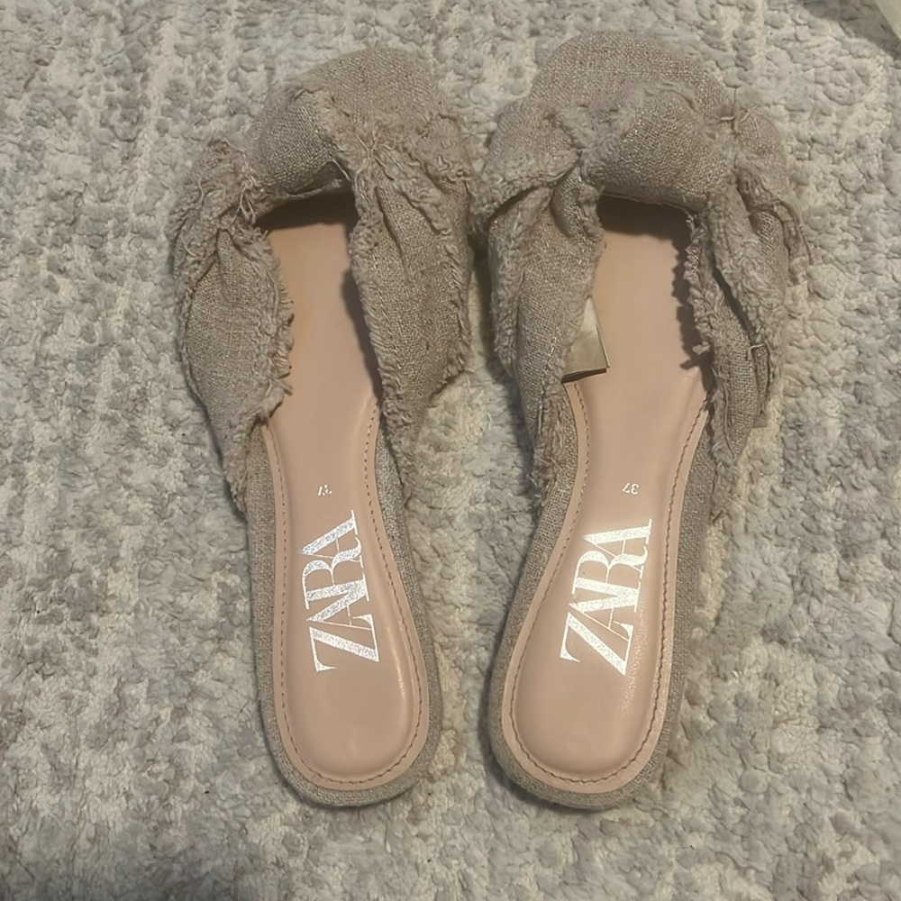 ZARA LINEN FLAT SANDALS